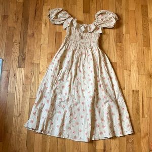 Floral Milkmaid Cottagecore Midi Dress